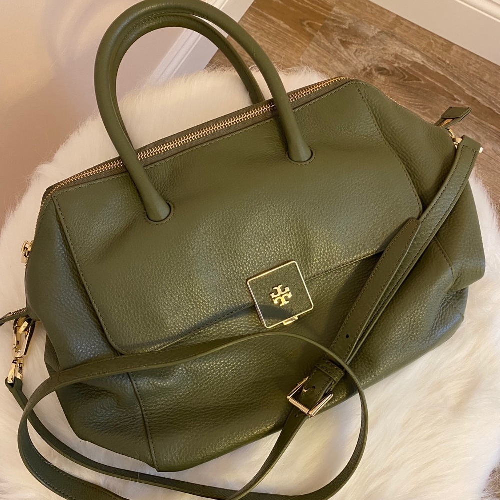 Olive Green Leather Tory Burch Satchel
